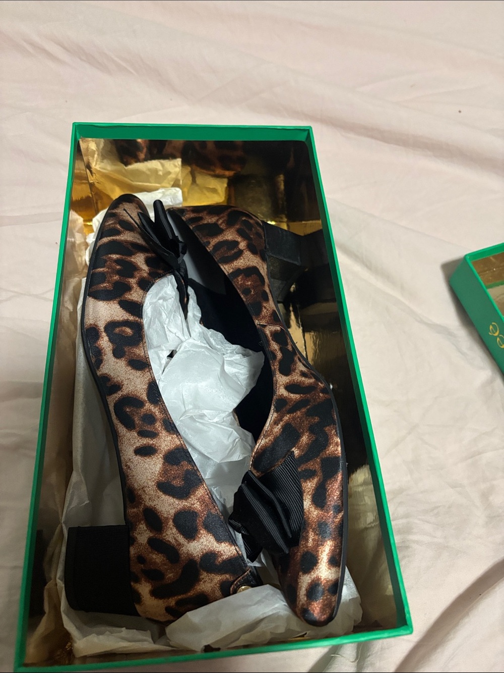 J.Renee Leopard Print Ballet Flats with Black Bow